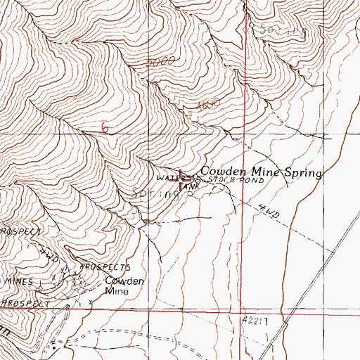 Topographic Map of Cowden Mine Spring, NV