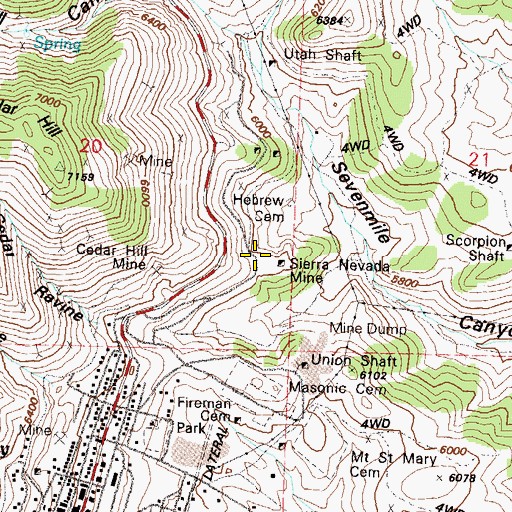 Topographic Map of North Ophir Mine, NV