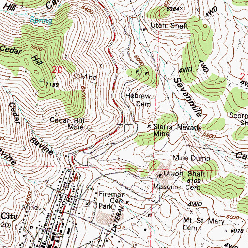 Topographic Map of Evans Mill, NV
