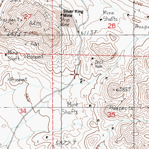Topographic Map of Mohawk Divide Mine, NV