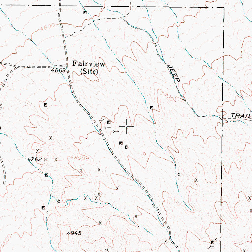 Topographic Map of Fairview Consolidated Mine, NV