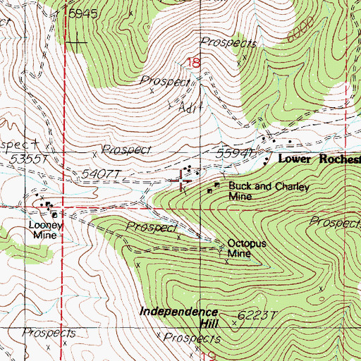 Topographic Map of Buck and Charlie Mill (historical), NV