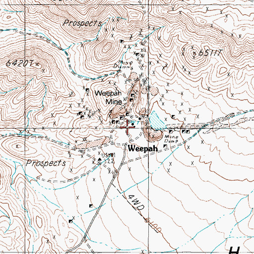 Topographic Map of Weepah Nevada Mining Company Mill (historical), NV