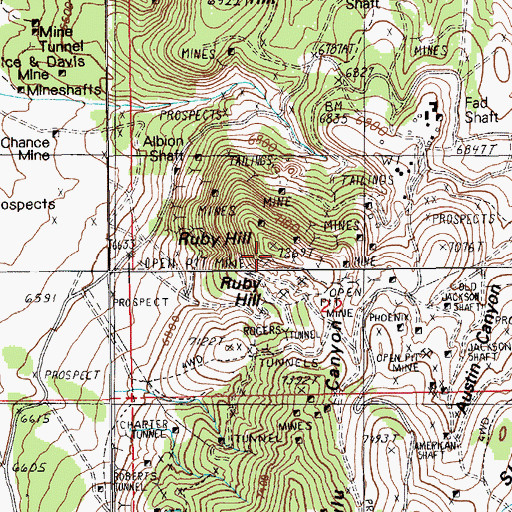 Topographic Map of Bell Shaft, NV
