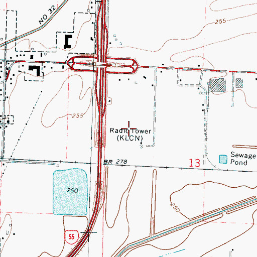Topographic Map of KLCN-AM (Blytheville), AR