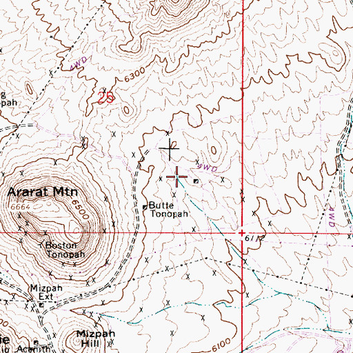 Topographic Map of Buckeye Belmont Mine, NV