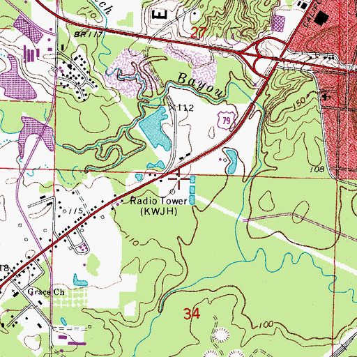 Topographic Map of KJWH-AM (Camden), AR