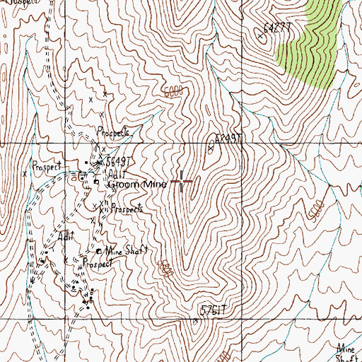 Topographic Map of Groom Mining District, NV