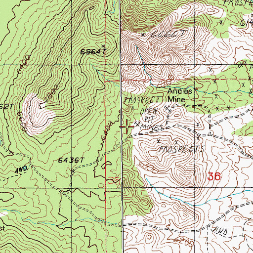 Topographic Map of Don Dale Mine, NV
