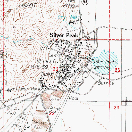 Topographic Map of U S Mining and Milling Company Mill (historical), NV