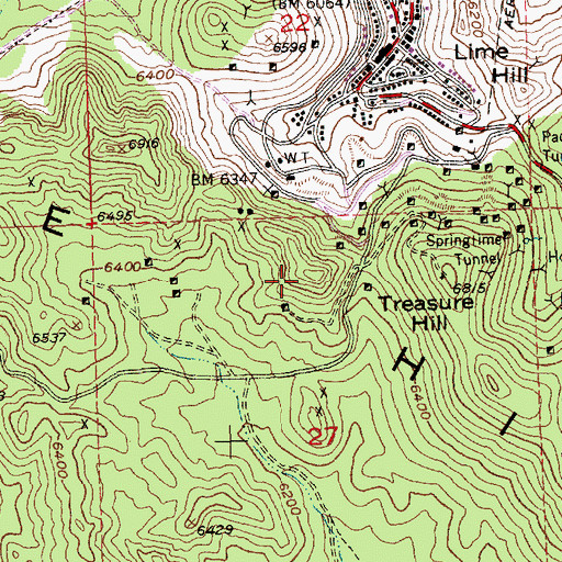 Topographic Map of Huhn and Hunt Mine, NV