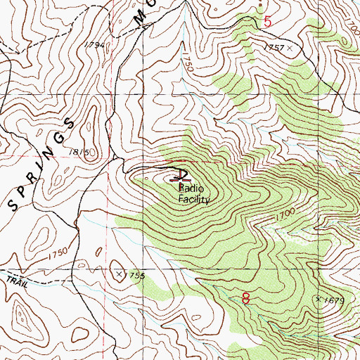 Topographic Map of Hungry Range, NV
