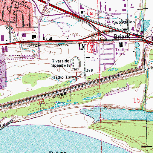 Topographic Map of KSUD-AM (West Memphis), AR