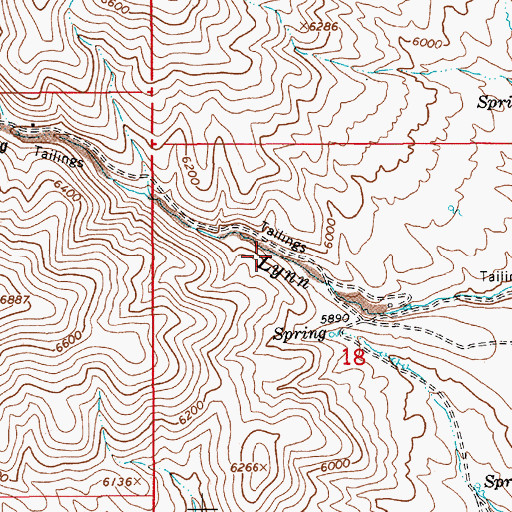 Topographic Map of Lynn Creek Placer Mines, NV
