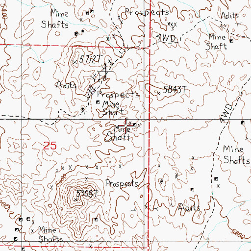 Topographic Map of Silver Zone Mine, NV