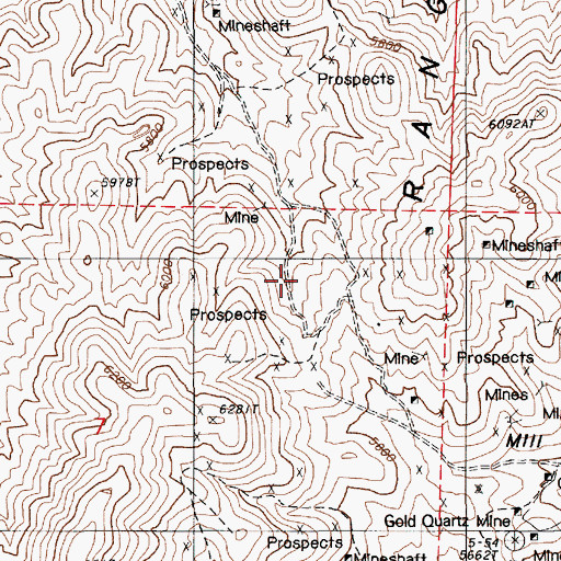 Topographic Map of Campbell and Young Mine, NV