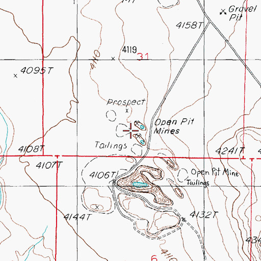 Topographic Map of Section Thirty-one Mine, NV