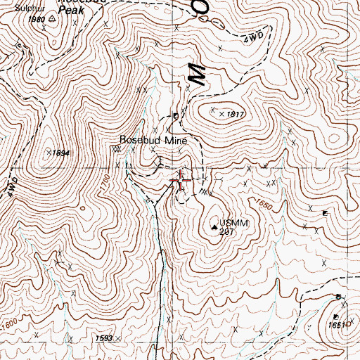 Topographic Map of Abe Lincoln Mine, NV