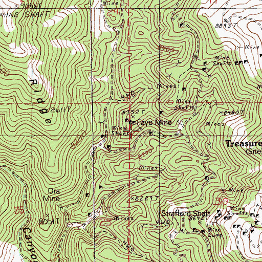 Topographic Map of Onetha Mine, NV