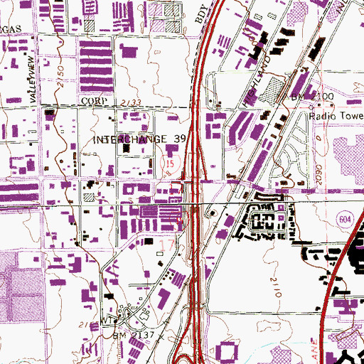 Topographic Map of Interchange 39, NV