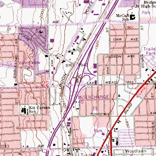 Topographic Map of Interchange 45, NV