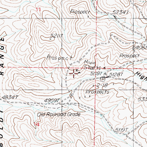 Topographic Map of Rochester Canyon Mine, NV