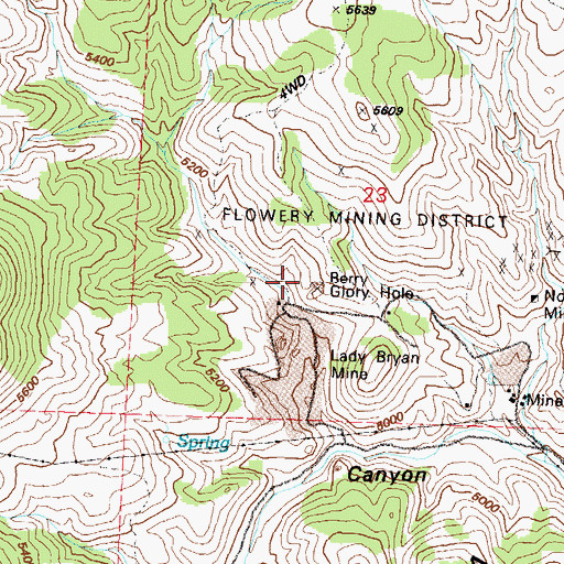 Topographic Map of Berry Glory Hole, NV