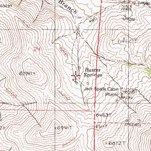 Topographic Map of Buster Springs, NV