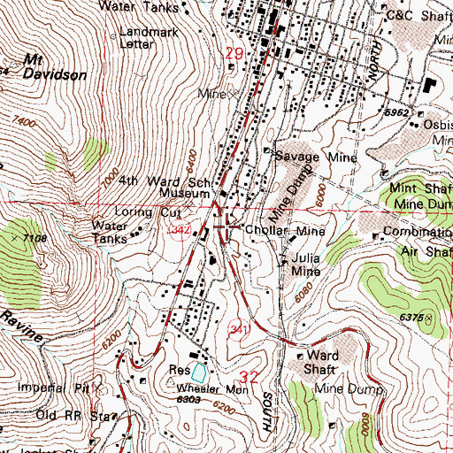 Topographic Map of Chollar Mine, NV