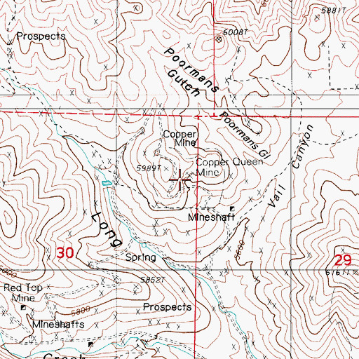 Topographic Map of Copper Queen Mine, NV