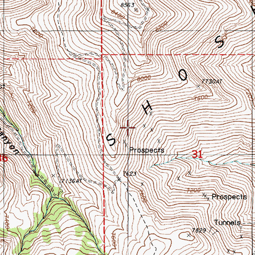 Topographic Map of Dean Mine, NV