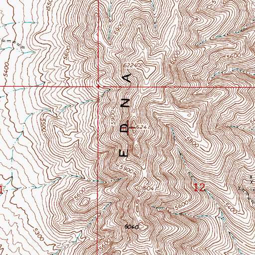 Topographic Map of Edna Mountain, NV