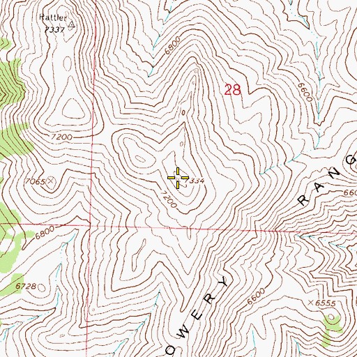 Topographic Map of Flowery Range, NV