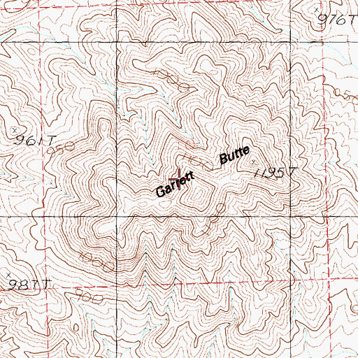 Topographic Map of Garrett Butte, NV