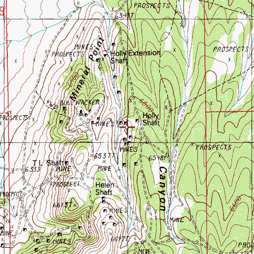 Topographic Map of Holly Shaft, NV
