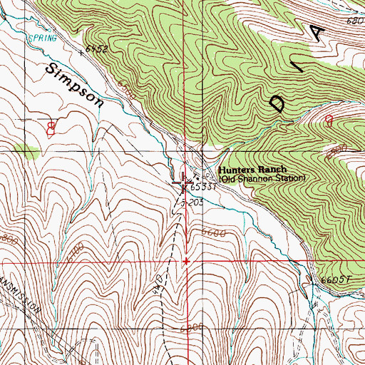 Topographic Map of Hunters Ranch, NV