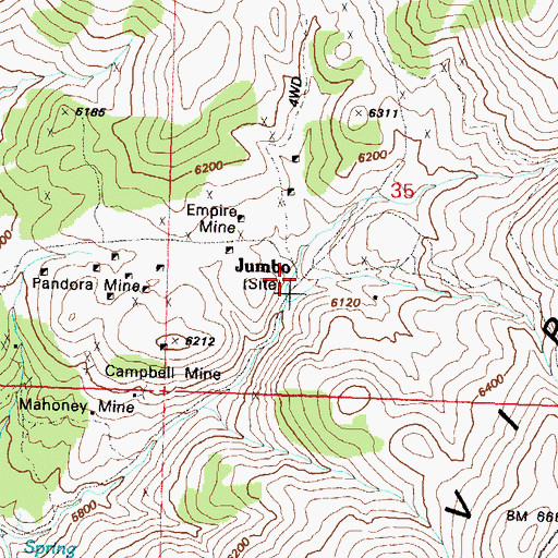 Topographic Map of Jumbo (historical), NV