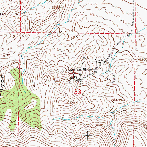 Topographic Map of Loman Mine, NV