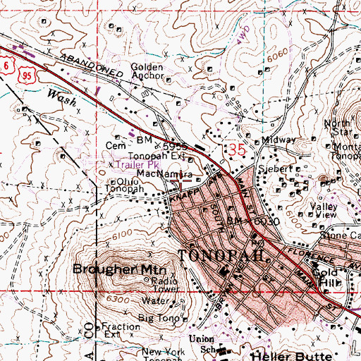 Topographic Map of MacNamara, NV