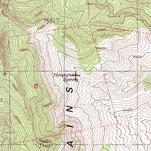Topographic Map of Ninetynine Spring, NV