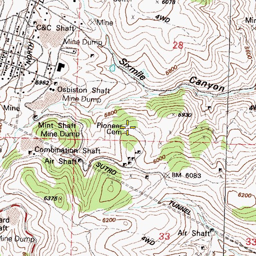 Topographic Map of Pioneer Cemetery, NV