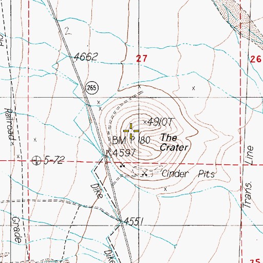 Topographic Map of The Crater, NV