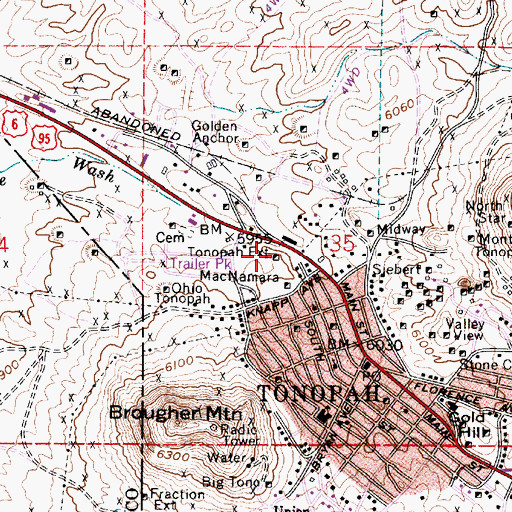 Topographic Map of Tonopah Extension, NV