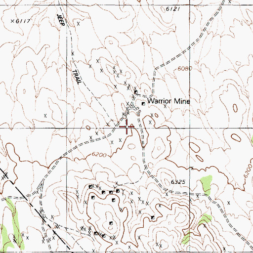 Topographic Map of Warrior Mine, NV