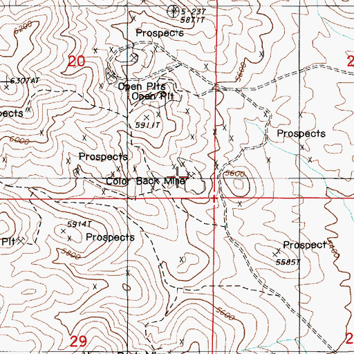 Topographic Map of Color Back Mine, NV