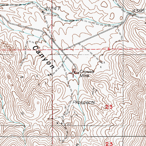 Topographic Map of Crowell Mine, NV