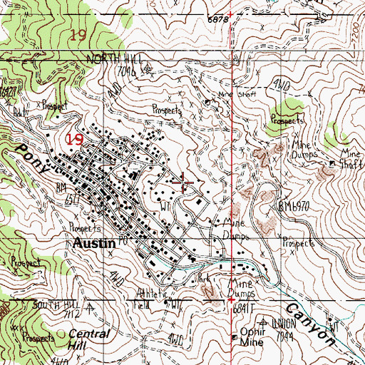Topographic Map of Diana Shaft, NV