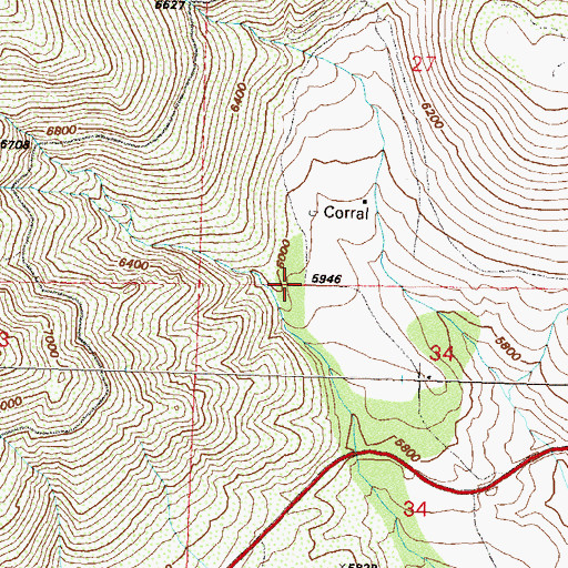 Topographic Map of Woods Ranch, NV