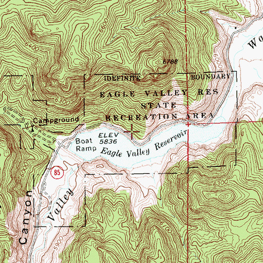 Topographic Map of Eagle Valley Reservoir State Recreation Area, NV