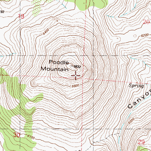 Topographic Map of Poodle Mountain, NV